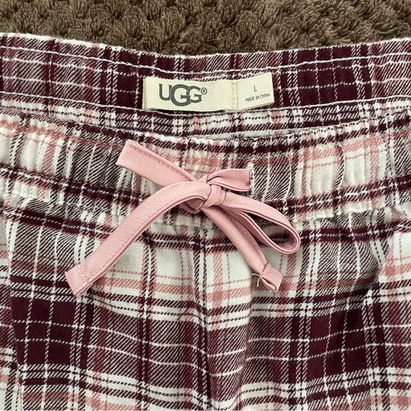 UGG Pink Plaid Flannel Pajama Shorts and Top Set - Picture 3 of 8